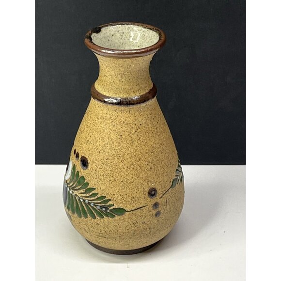 Tonala Signed Art Pottery Flower Vase 6" Hand Painted Brown Floral Vase - Picture 6 of 9